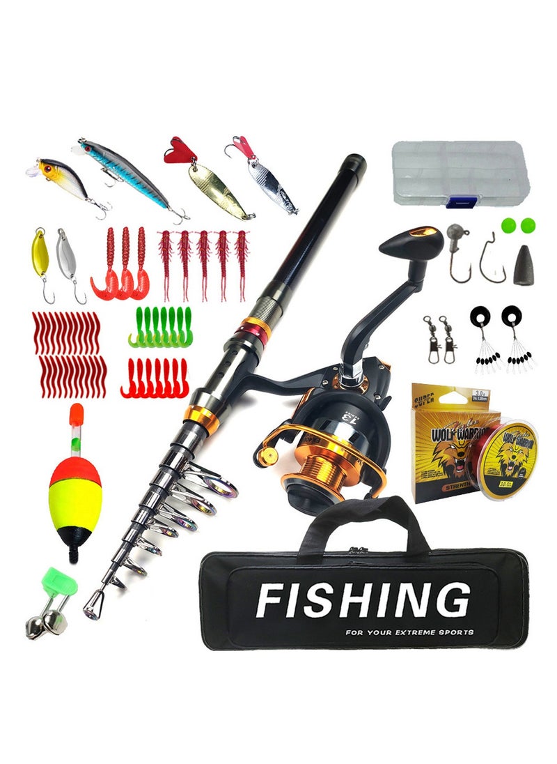 Fishing Rod and Reel Combo Carbon Fiber Telescopic Fishing Rod  Rod Fishing Set -2.7M