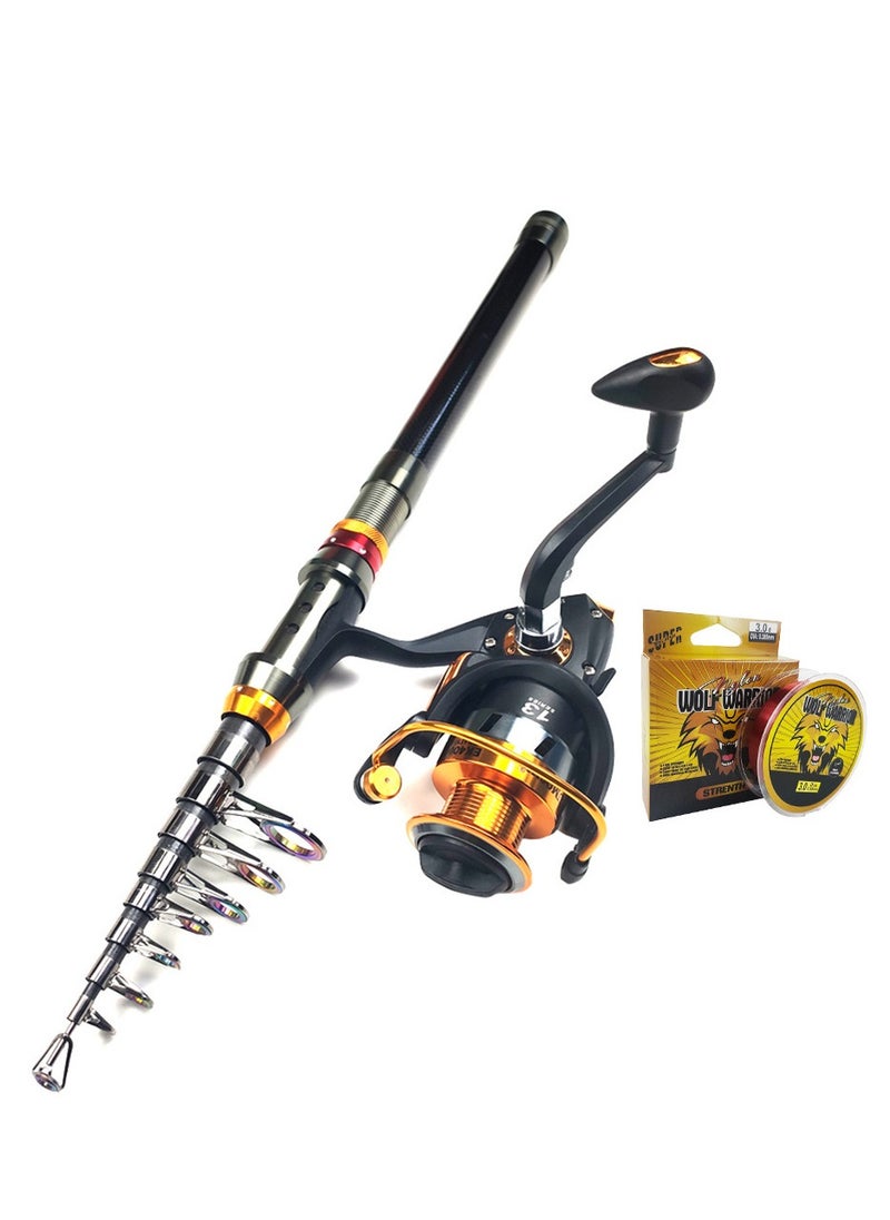 Fishing Rod and Reel Combo Carbon Fiber Telescopic Fishing Rod  Rod Fishing Set -3.6M