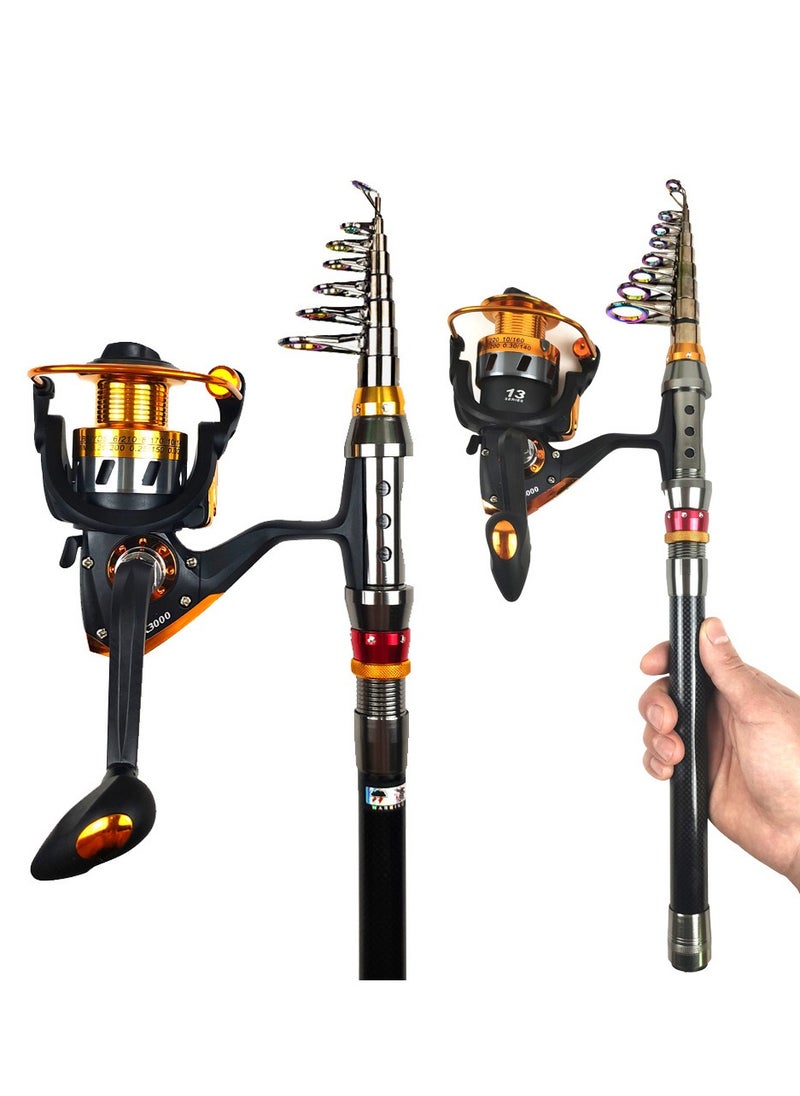 Fishing Rod and Reel Combo Carbon Fiber Telescopic Fishing Rod  Rod Fishing Set -3.6M