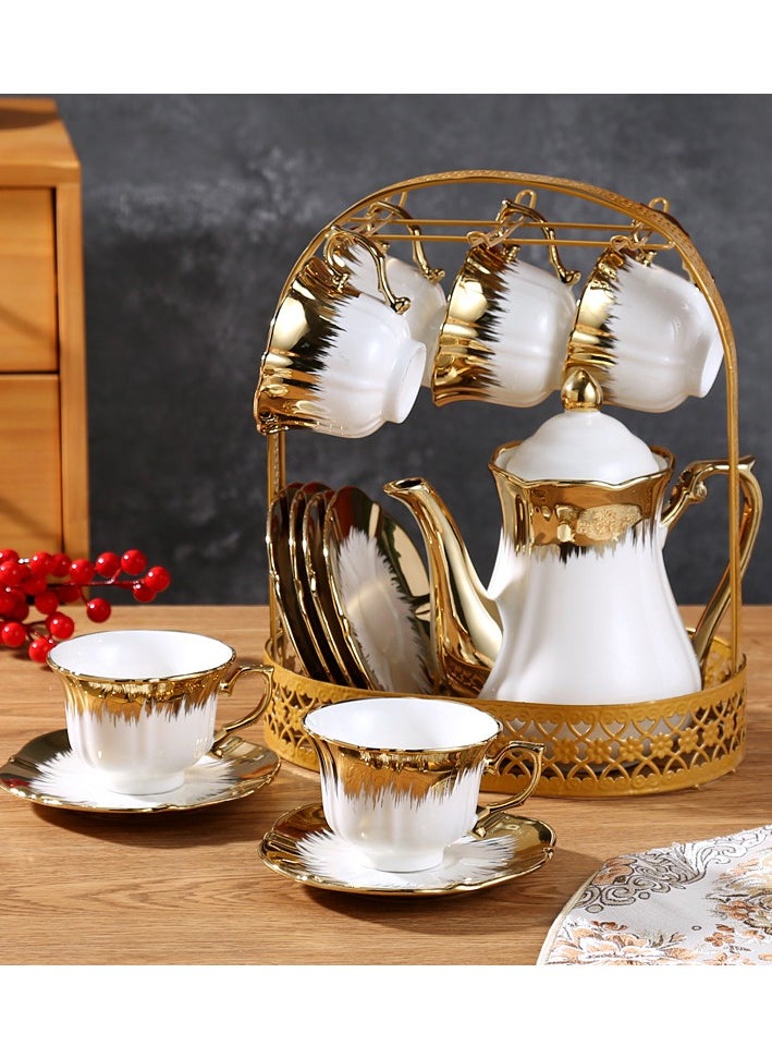 European style espresso cup with saucer and metal stand coffee cup set with teapot teacup set with teapot cappuccino cup espresso cup (gold trim)