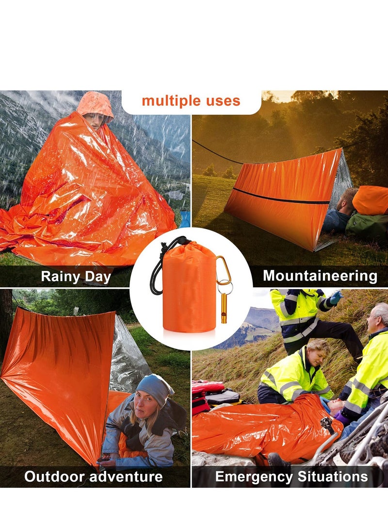 2PCS Lightweight Emergency Sack Survival Compact Survival Sleeping Bag Waterproof Thermal Emergency Blanket Multi-use Survival Gear for Outdoor Hiking Camping