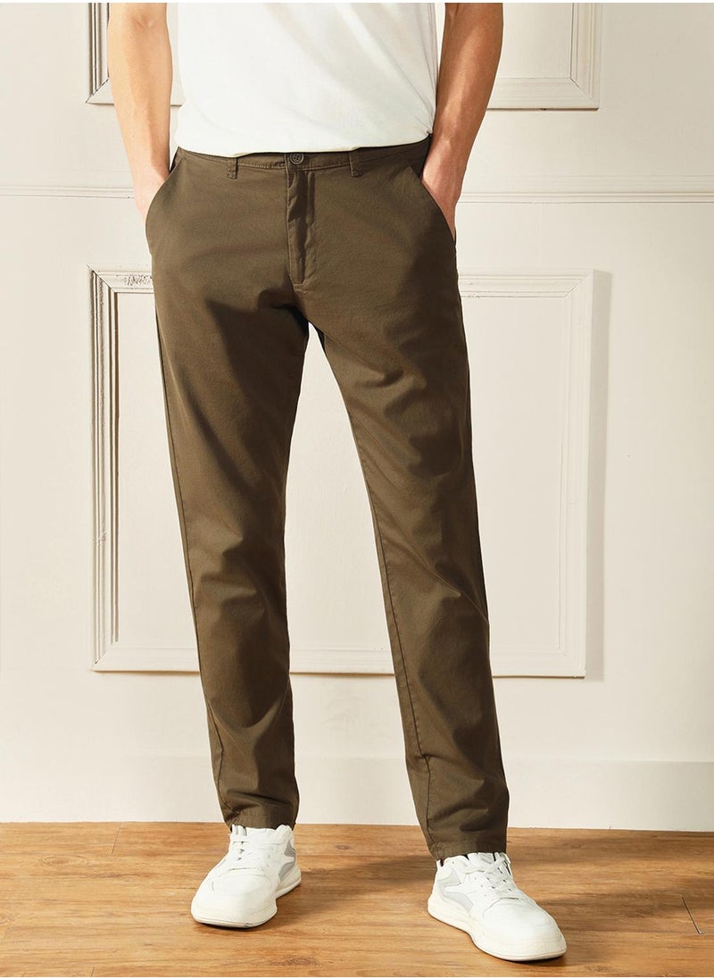 Forest Green Chinos for Men - Slim Fit, Trendy, 100% Cotton