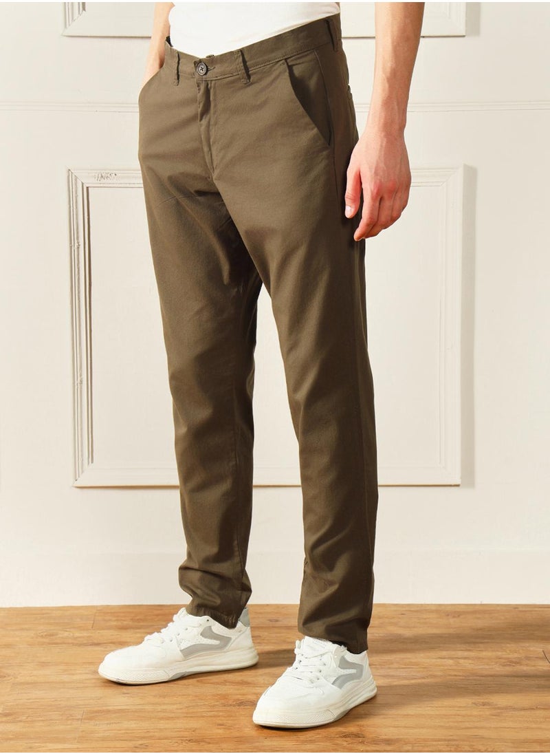 Forest Green Chinos for Men - Slim Fit, Trendy, 100% Cotton