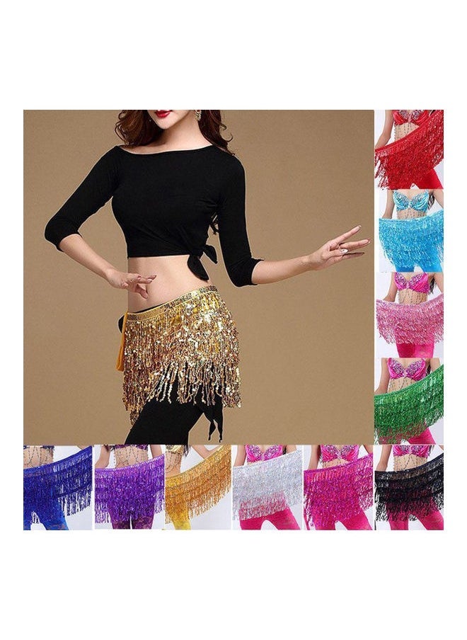 Belly Dance Dancer Costume Sequins Tassels Fringes Hip Scarf Belt Waist Skirt 20 x 10 x 20cm