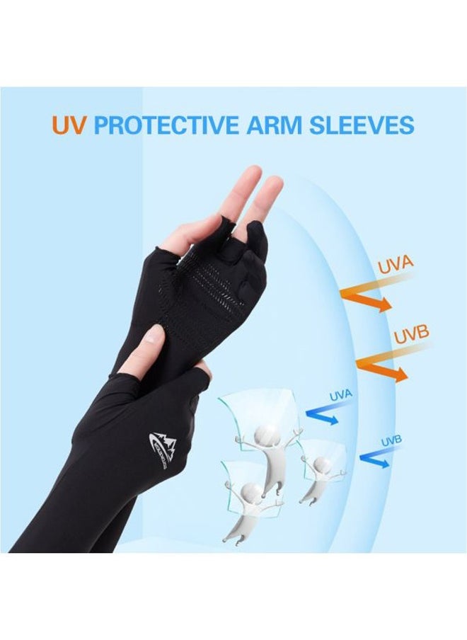 UV Protected Cooling Arm Sleeves With Ergonomic Finger M