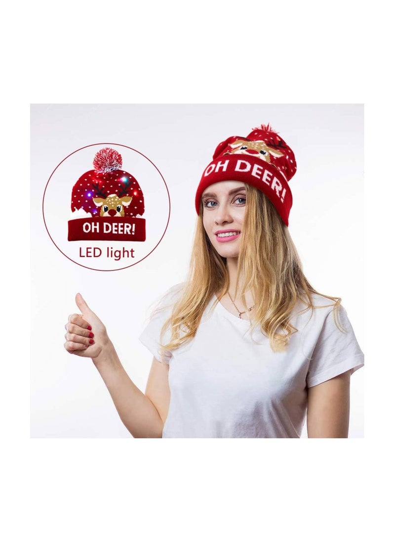 Christmas Light-Up Beanie Hat–Soft And Warm Winter Cap For Holiday Parties,Christmas Events And Gift Giving–Unisex Design For Adults And Kids–Perfect For Winter Celebrations