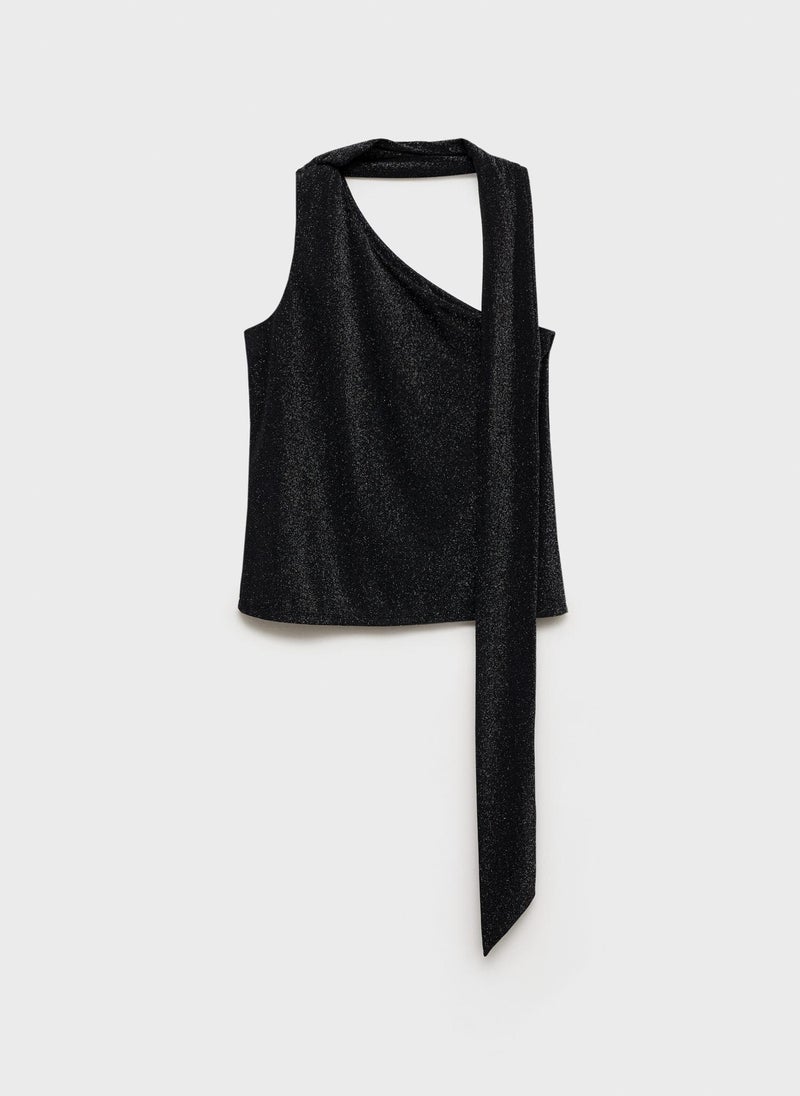 Casual Asymmetrical Lurex Top