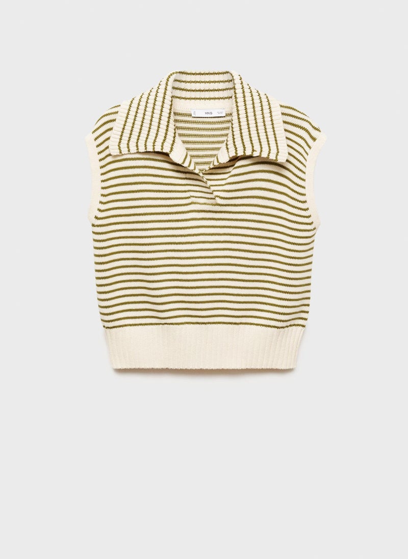 Casual Striped Knitted Gilet