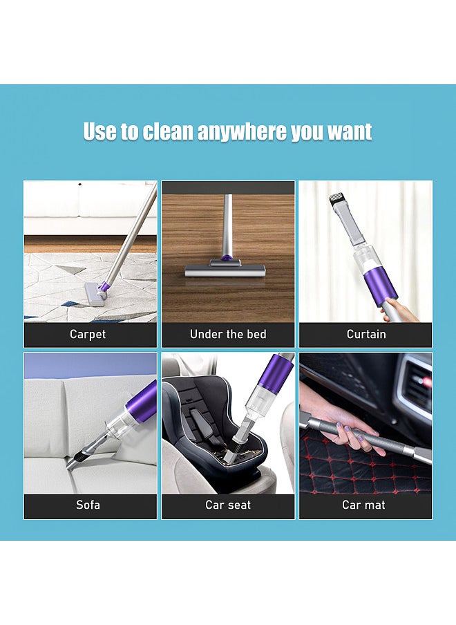 Cordless Vacuum Cleaner 13000PA Stick Handheld Vacuum 3 Different Brush Heads HEPA Filtration Detachable Dust Cup Support Type-C Port Fast Charging