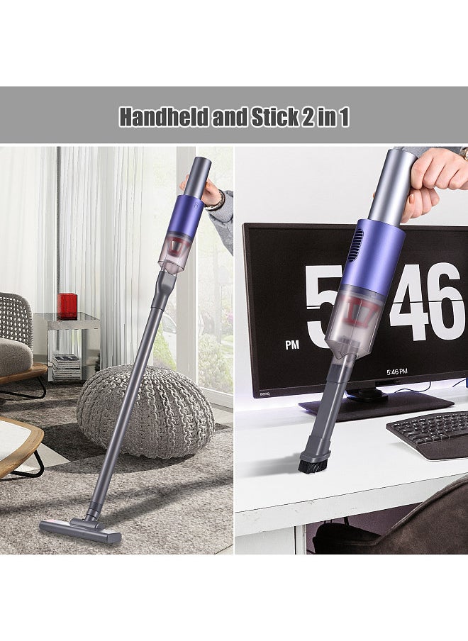 Cordless Vacuum Cleaner 13000PA Stick Handheld Vacuum 3 Different Brush Heads HEPA Filtration Detachable Dust Cup Support Type-C Port Fast Charging