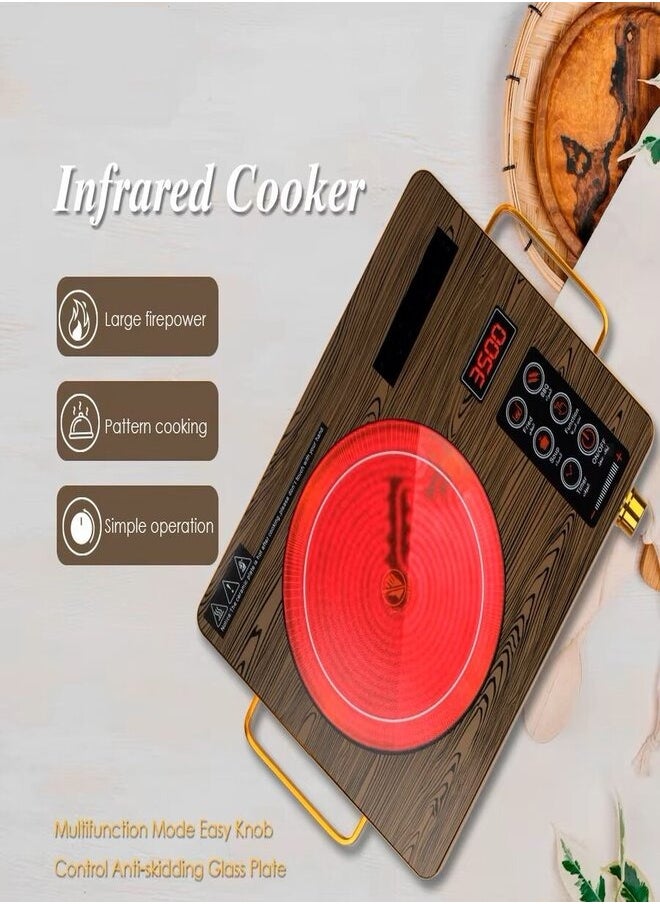 Infrared Cooker, Electric Ceramic Cooker with Adjustable Power Levels, LED Sensor Touch, Timer, Overheat Protection, Portable Electric Hob, Electric Burner Stove