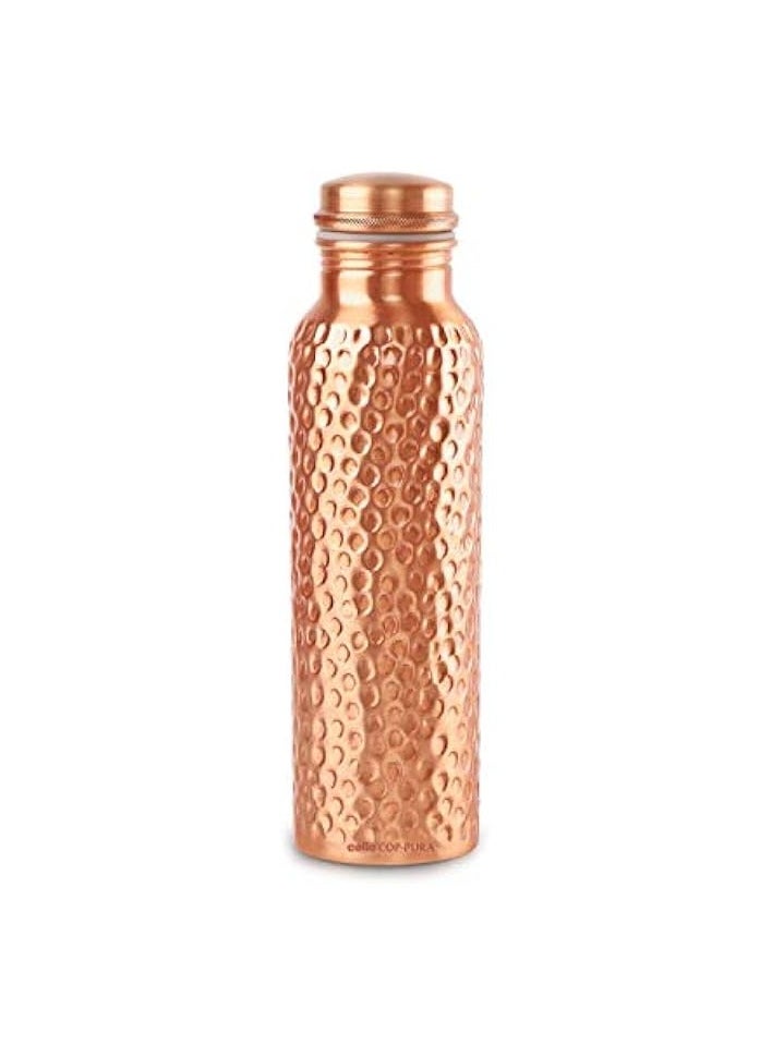 Pure Copper Water Bottle/Handmade Leak Proof Copper Vessel For Travel/Jointfree Insulated Copper Thermos With Ayurvedic Health Benefits, 30 Ounce