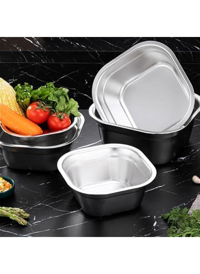 24cmSquare Basin Buffet Food Tray Buffet Server Dish Buffet Pan Stainless Steel Vegetable Washing Basin Kitchen Soup Basin Fruit Washing Bowls Kitchen Gadget Steel Bowls Canteen Tray