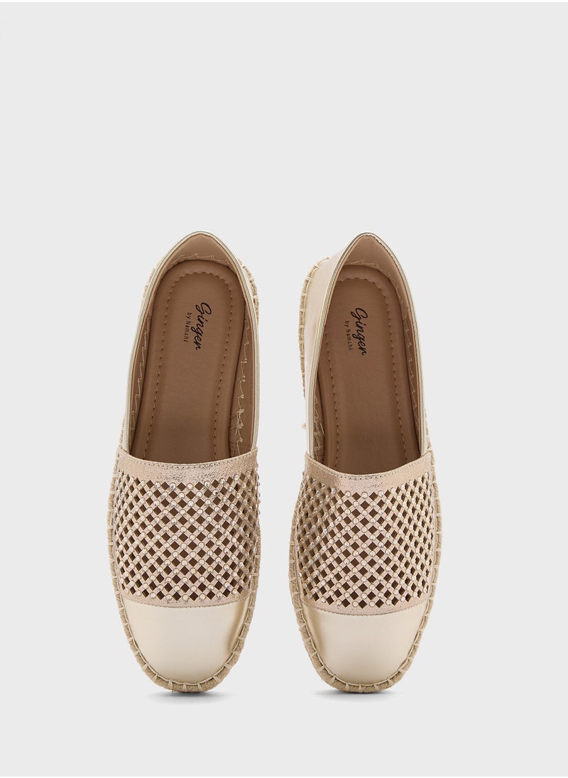 Cut Work Diamante Espadrille