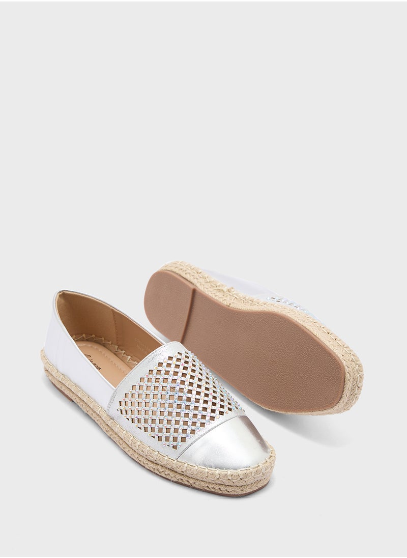 Cut Work Diamante Espadrille