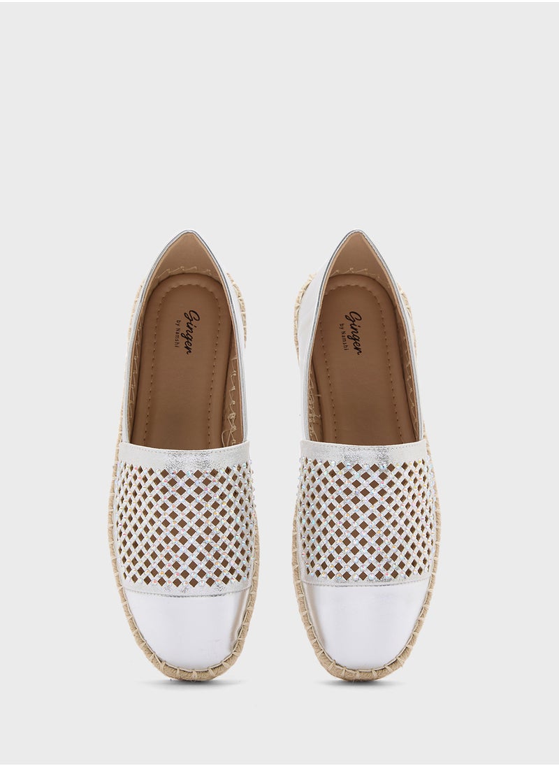 Cut Work Diamante Espadrille