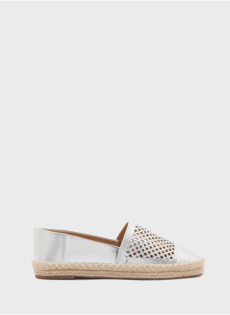 Cut Work Diamante Espadrille