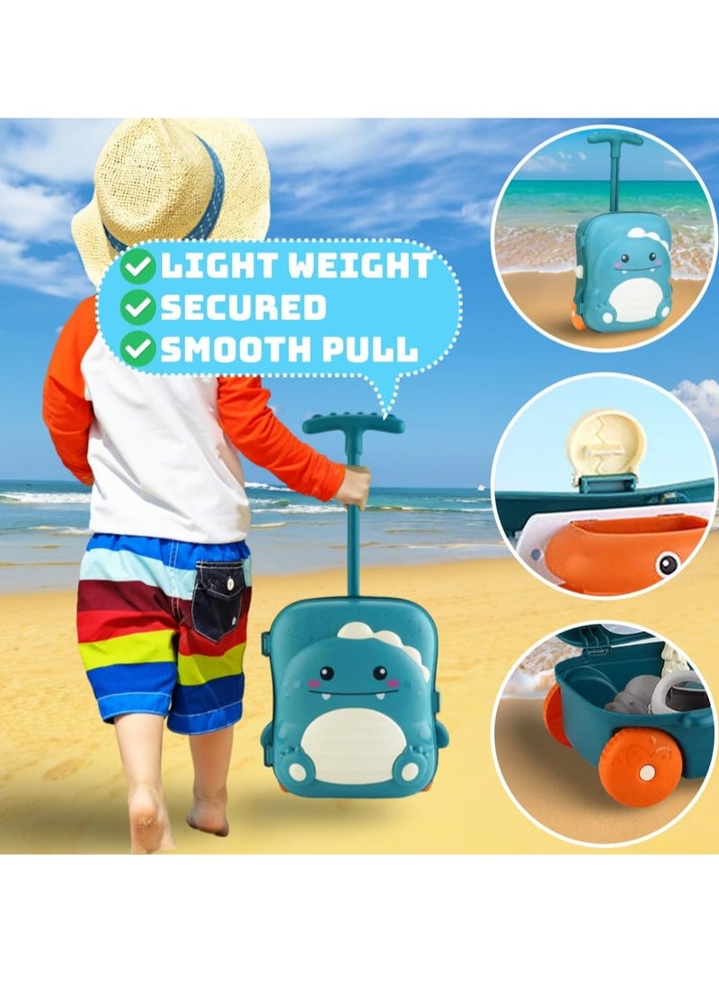 Beach Toys for Toddlers, Toddler Sand Toys Set with Water Wheel, Animal Molds, Watering Can, Sand Scoop in Cute Dinosaur Case | Essential Summer Travel & Bathtub Toys for Kids