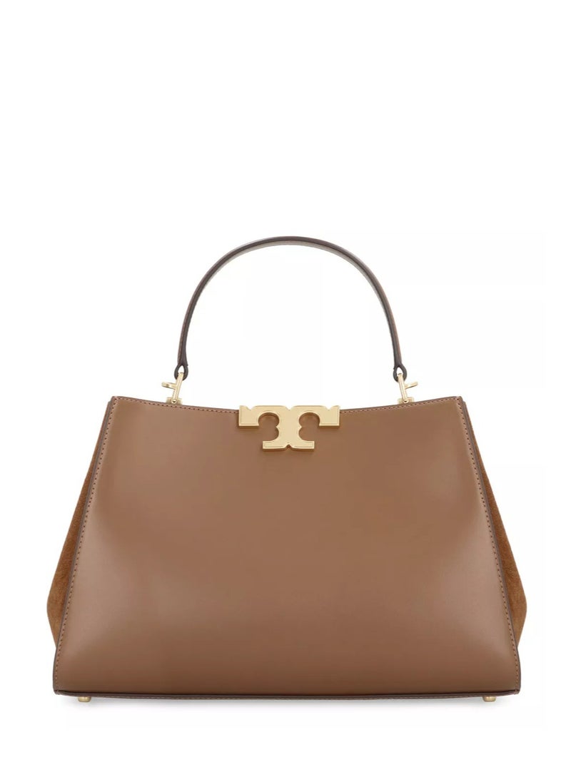 Tory Burch Eleanor Leather Suede Trimmed Shoulder Crossbody Tote Bag