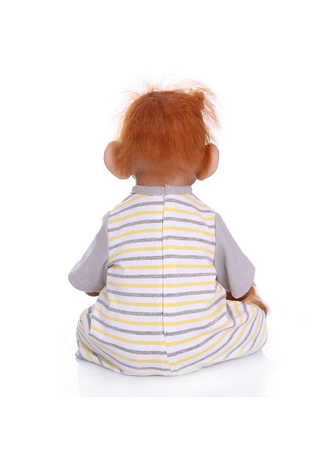 Decdeal Realistic Baby Monkey Doll 16 inch 40 cm Lifelike Reborn Baby Monkey Handmade Detailed Painting Art Dolls with Yellow Stripe T-shirt