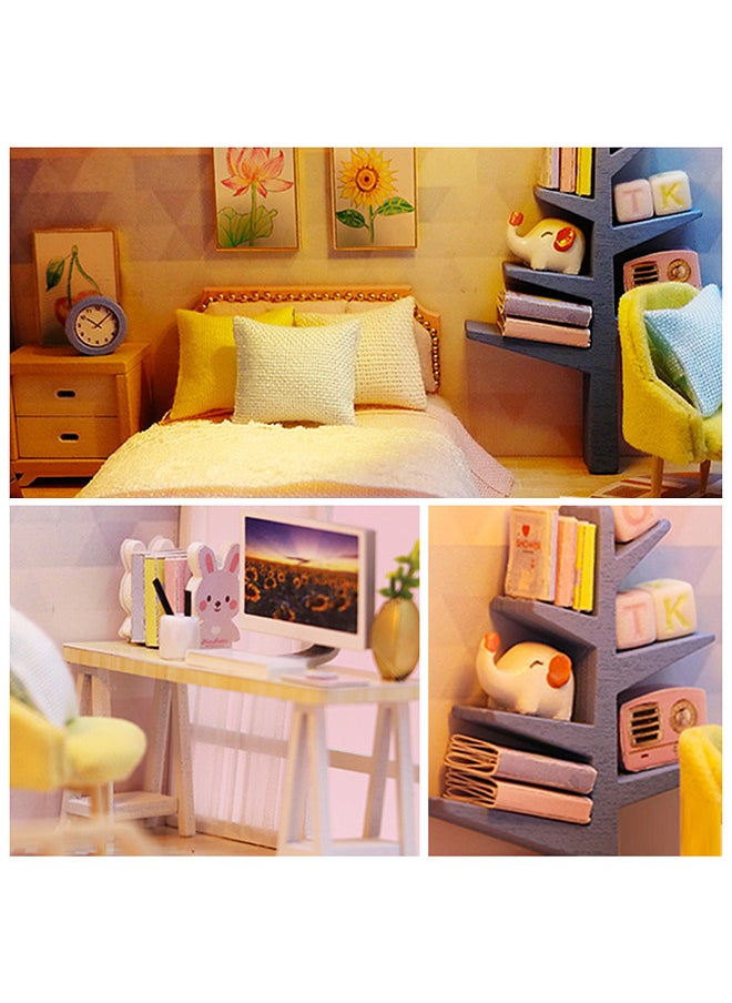 Dollhouse Miniature DIY Wooden Dollhouse Kit with Furniture with LED Light Music Sweet Time