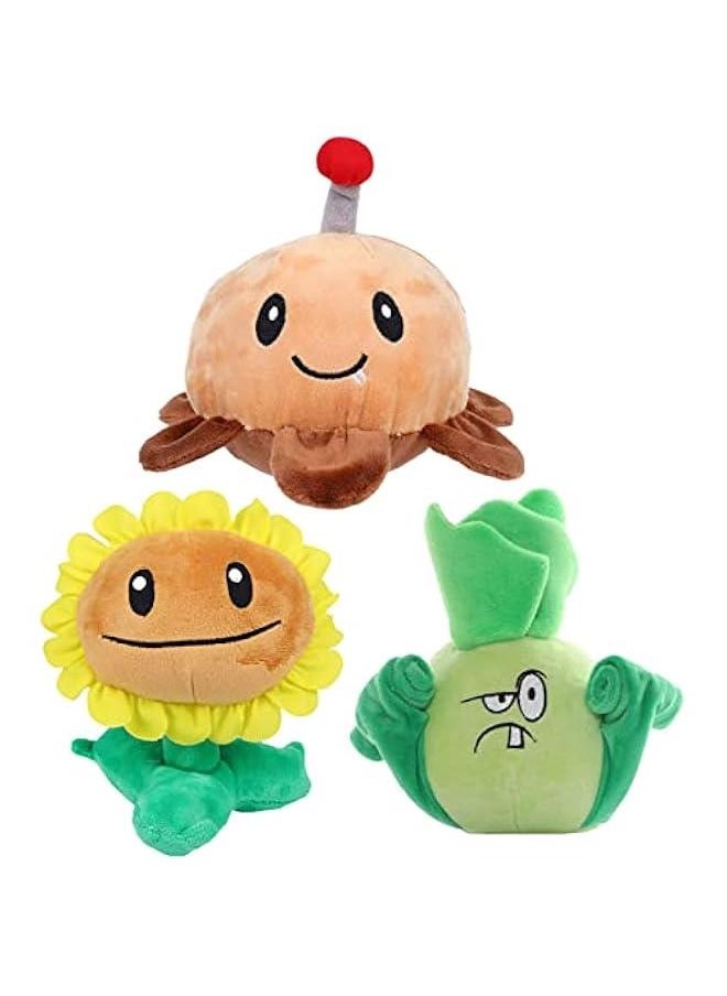 3 PCS Plants and Zombies Sunflower Plush Sets Zombies Toys, Potato Mine PVZ Plushies 1 2 Stuffed Soft Doll Bonk Choy New