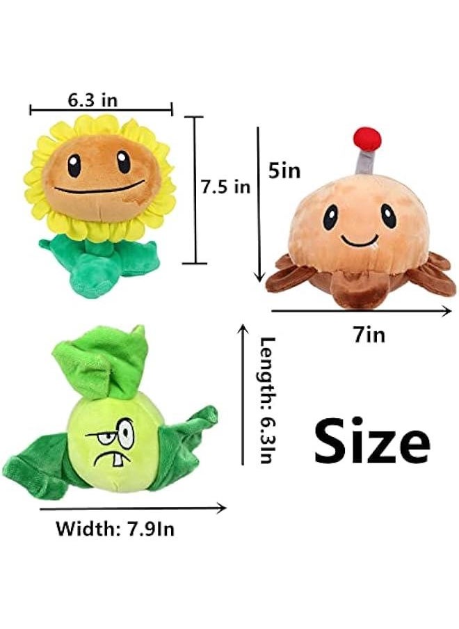 3 PCS Plants and Zombies Sunflower Plush Sets Zombies Toys, Potato Mine PVZ Plushies 1 2 Stuffed Soft Doll Bonk Choy New