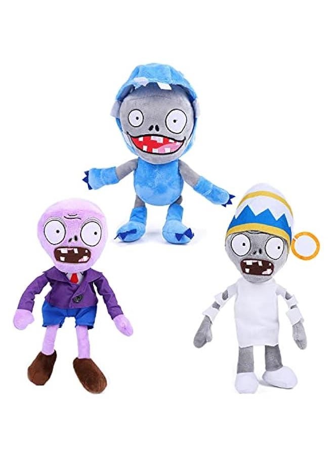 3 PCS Plants and Zombies Plush Buckethead Zombie Sets Toy Purple, 1 2 Stuffed Soft Missile Zombie Imp Doll, Barrel Buckethead Zombies PVZ Plush Figure Doll New
