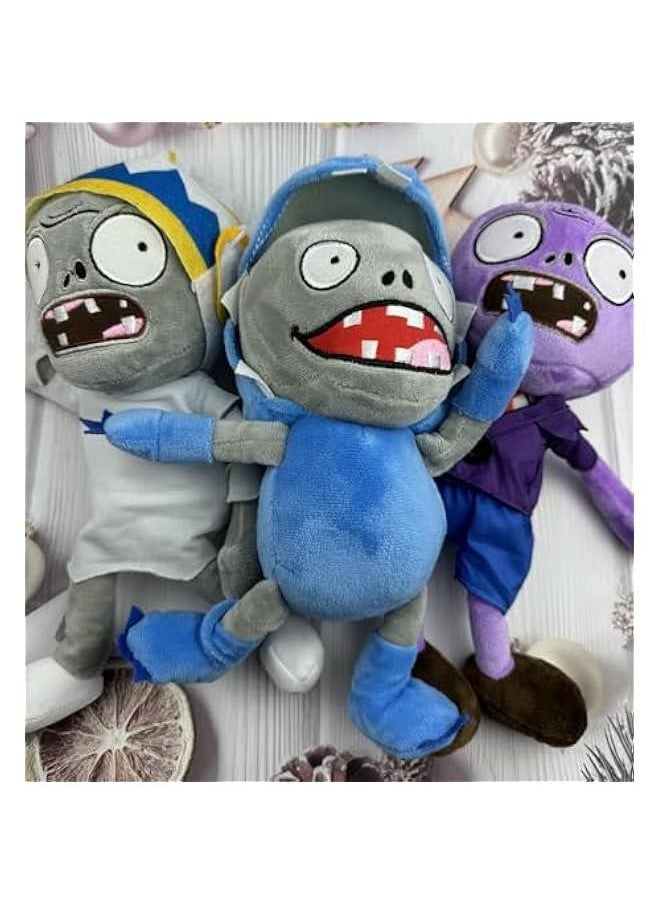 3 PCS Plants and Zombies Plush Buckethead Zombie Sets Toy Purple, 1 2 Stuffed Soft Missile Zombie Imp Doll, Barrel Buckethead Zombies PVZ Plush Figure Doll New
