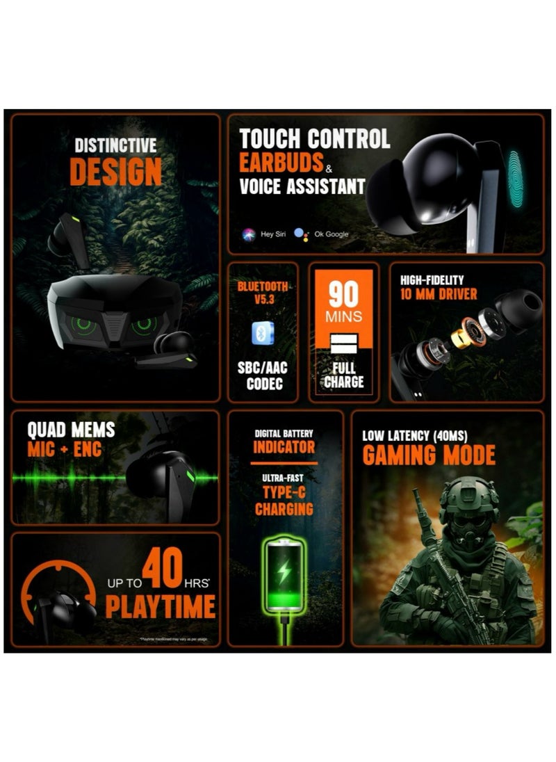 A39 Owl Series Wireless Gaming Earbuds Advanced ENC, Superior Sound, Ultra-Comfortable Design, Long Battery Life, Multi-Platform Compatibility