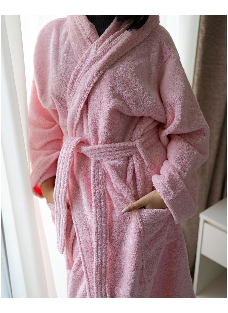 Cotton Super Soft Highly Absorbent Bathrobes For Women & Men- Perfect for Everyday Use Unisex Pink