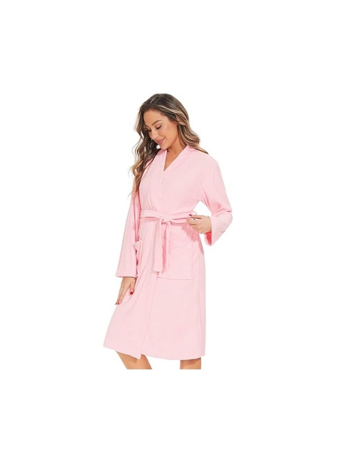 Cotton Super Soft Highly Absorbent Bathrobes For Women & Men- Perfect for Everyday Use Unisex Pink