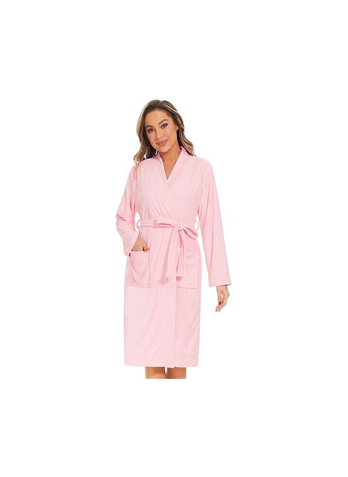 Cotton Super Soft Highly Absorbent Bathrobes For Women & Men- Perfect for Everyday Use Unisex Pink