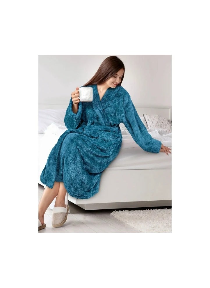 Cotton Plain Bathrobe Light blue
