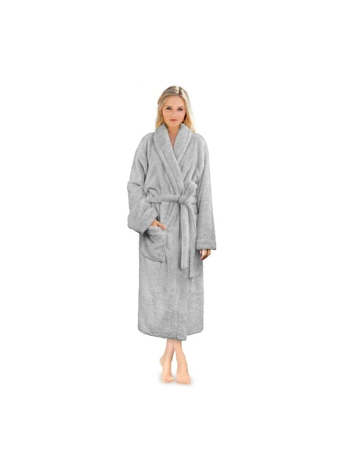 Cotton Plain Bathrobe Grey