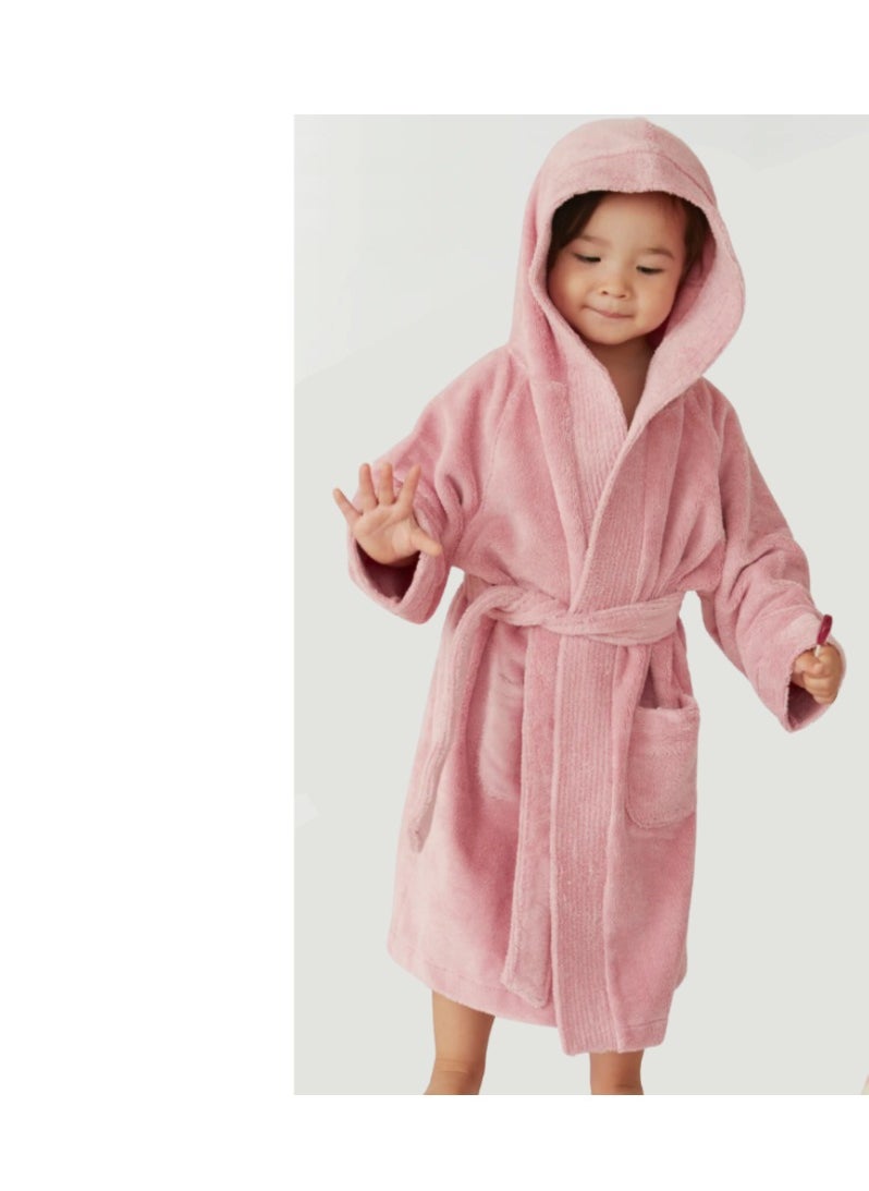 Daffodil (Baby Pink) Premium 10 Year Kids Hooded Bathrobe (120x124 Cm) Terry Cotton, Highly Absorbent and Quick dry, Hotel and Spa Quality Bathrobe for Boy and Girl-400 Gsm