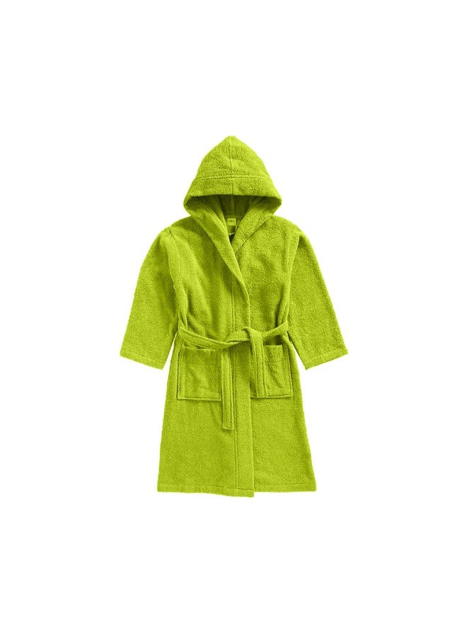 Daffodil (Green) Premium 8 Year Kids Hooded Bathrobe (112x113 Cm) Terry Cotton, Highly Absorbent and Quick dry, Hotel and Spa Quality Bathrobe for Boy and Girl-400 Gsm