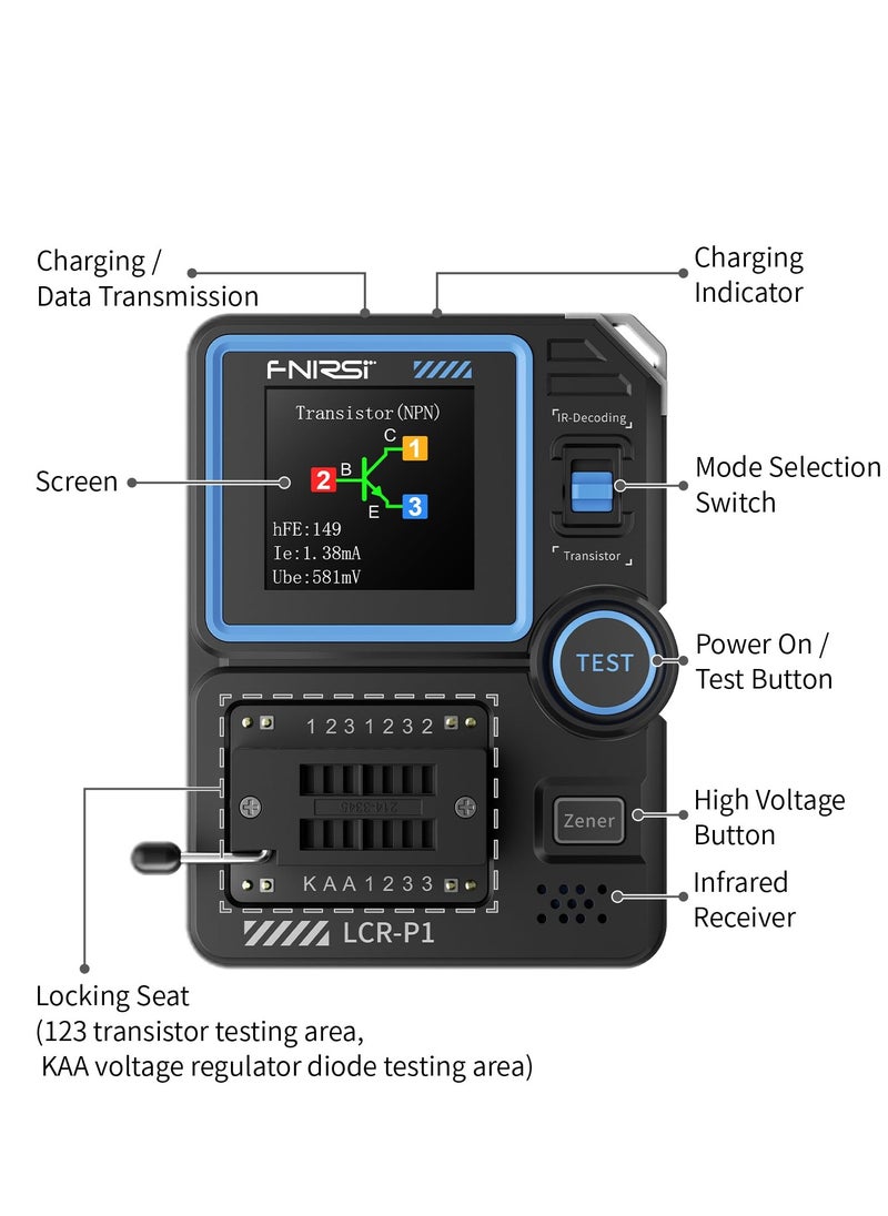 LCR-P1 Transistor Tester, Diode Triode Capacitor Resistance, LCR ESR Meter MOSFET NPN PNP SMD Multifunction Tester