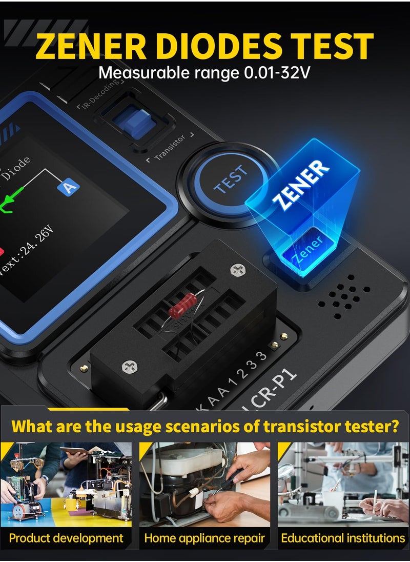 LCR-P1 Transistor Tester, Diode Triode Capacitor Resistance, LCR ESR Meter MOSFET NPN PNP SMD Multifunction Tester