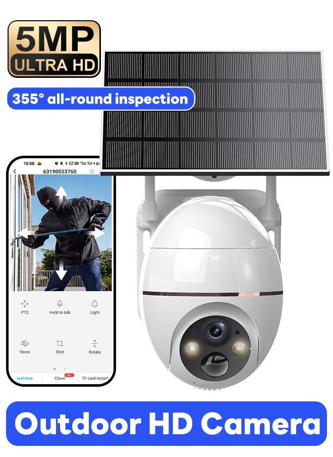 5MP Camera Wifi Outdoor Surveillance Security Camera Solar Panel Surveillance Cameras 8000mAh IP66 Wireless 2 Way Talk Detect