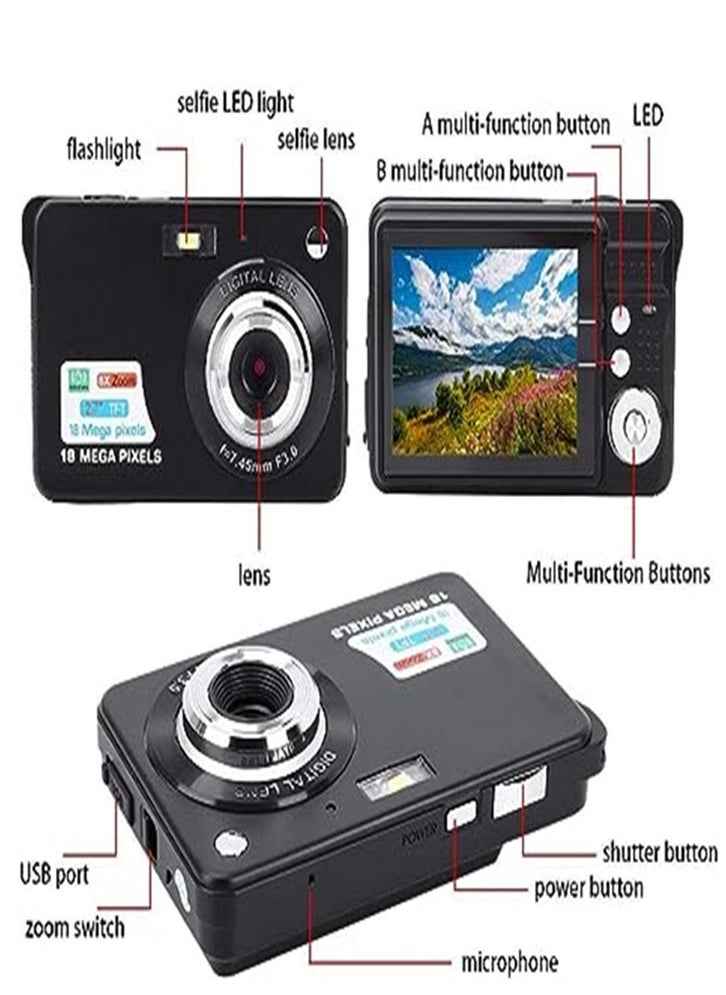 2.7 Inch Tft 18Mp 8X Zoom Digital Camera Mini Anti-Shake Full HD Digital Video Camera