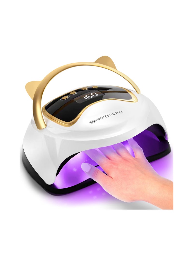 KASTWAVE UV LED Nail Lamp 160W, Professional Nail Dryer Lamp with 3 Timers and LCD Display, UV Gel Curing & Gel Polish Light with 36 LED for Salon and Home Use