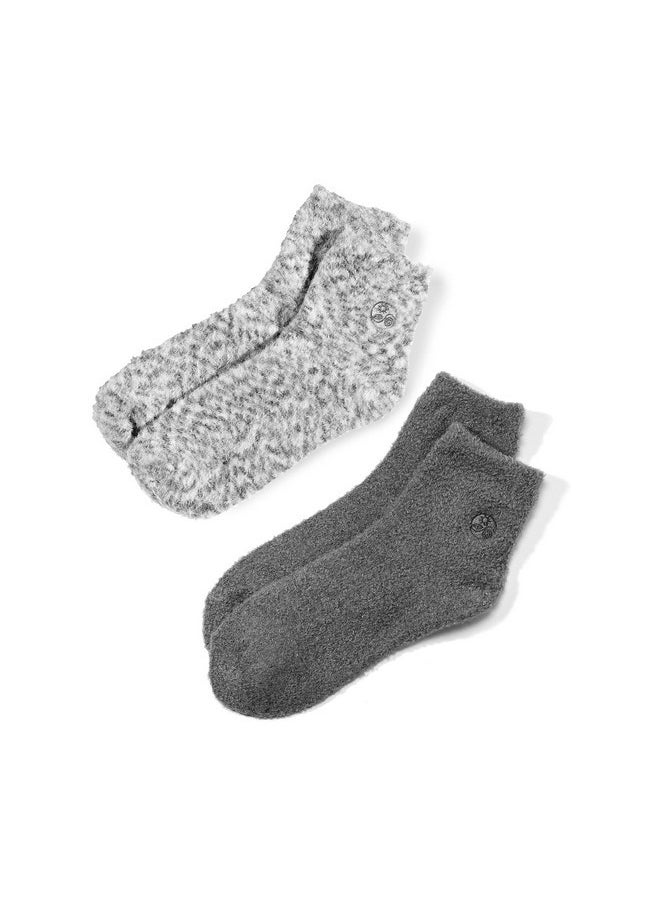 Aloe Socks - Infused W/Aloe Vera & Vitamin E - Helps Dry Feet, Cracked Heels, Calluses - Use With Lotion - Grey/Confetti (2 Pairs)