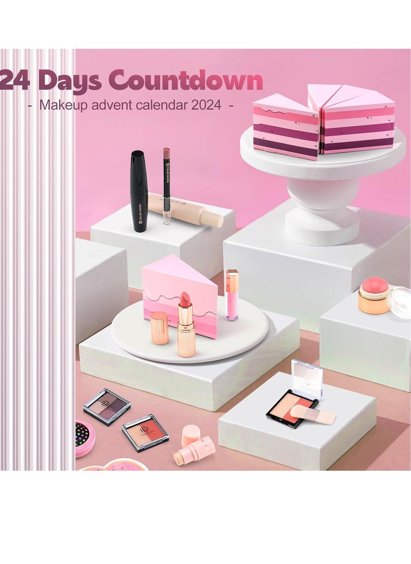 Color Nymph Makeup Advent Calendar 2024, 24 Days Advent Calendar Christmas New Year Makeup Gift Sets for Beauty Cosmetic Starter Kit For Teens Girlfriend Daughters Surprise Holiday Gift (Pink)