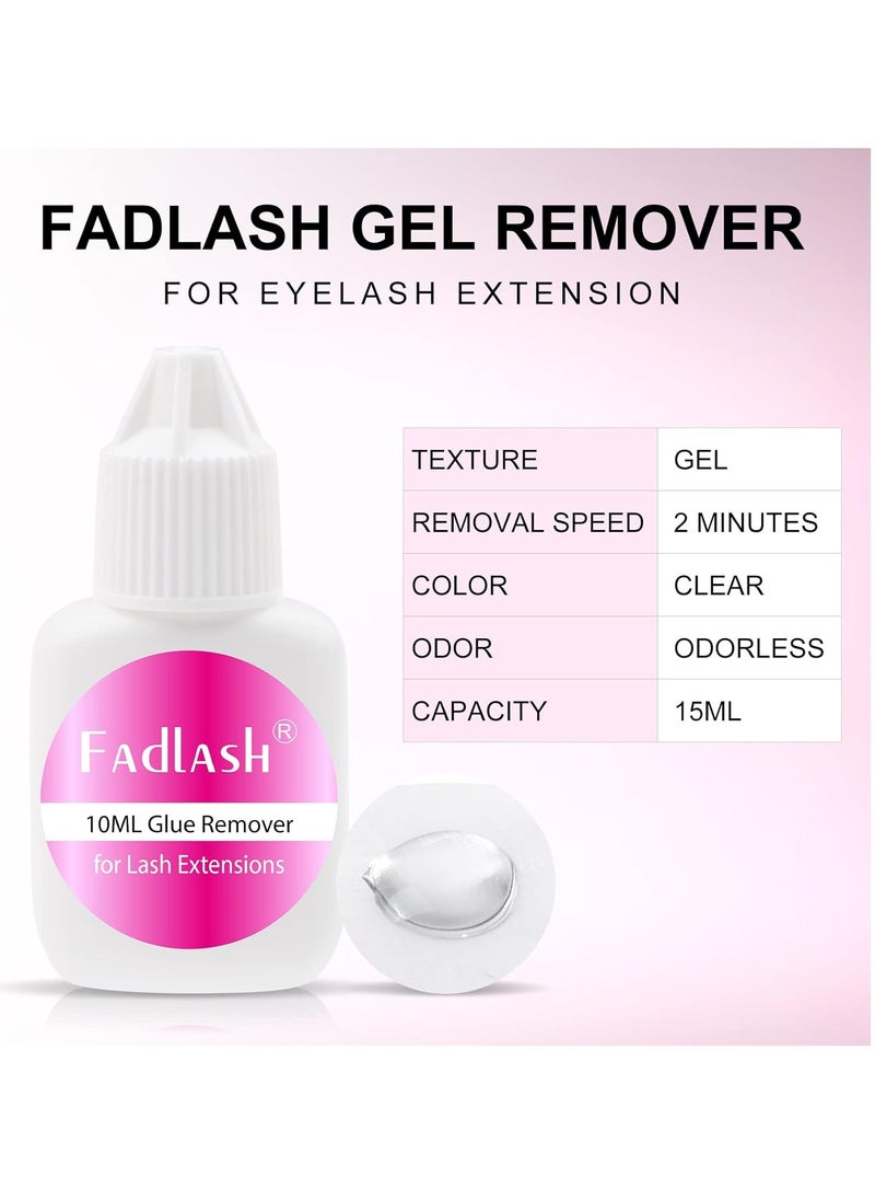 Eyelash Extension Remover Non-irritating Lash Remover for Lash Extensions Fast Action Dissolves Eyelash Remover FADLASH Eyelash Extensions Glue Remover 10ml Gel Remover for Eyelash Extensions