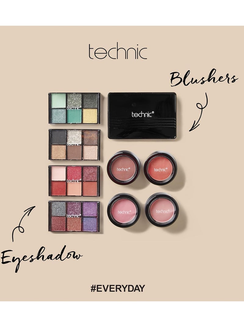 Technic 28 Pcs Carry All Full Make Up Kit In a Trunk Train Case Including Makeup Brushes, Eye Shadows, Nail Polish, Blushers, Lipsticks and More