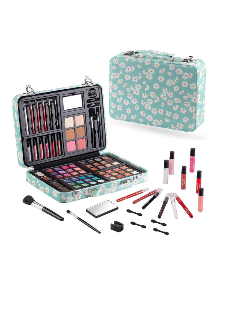 Hot Sugar Makeup Kit for Teenager Girls 10-12, All in One Beginner Makeup Kit for Women Full Kit, Teen makeup kit Cosmetic Gift Set on Birthday Christmas (MINT DAISY)