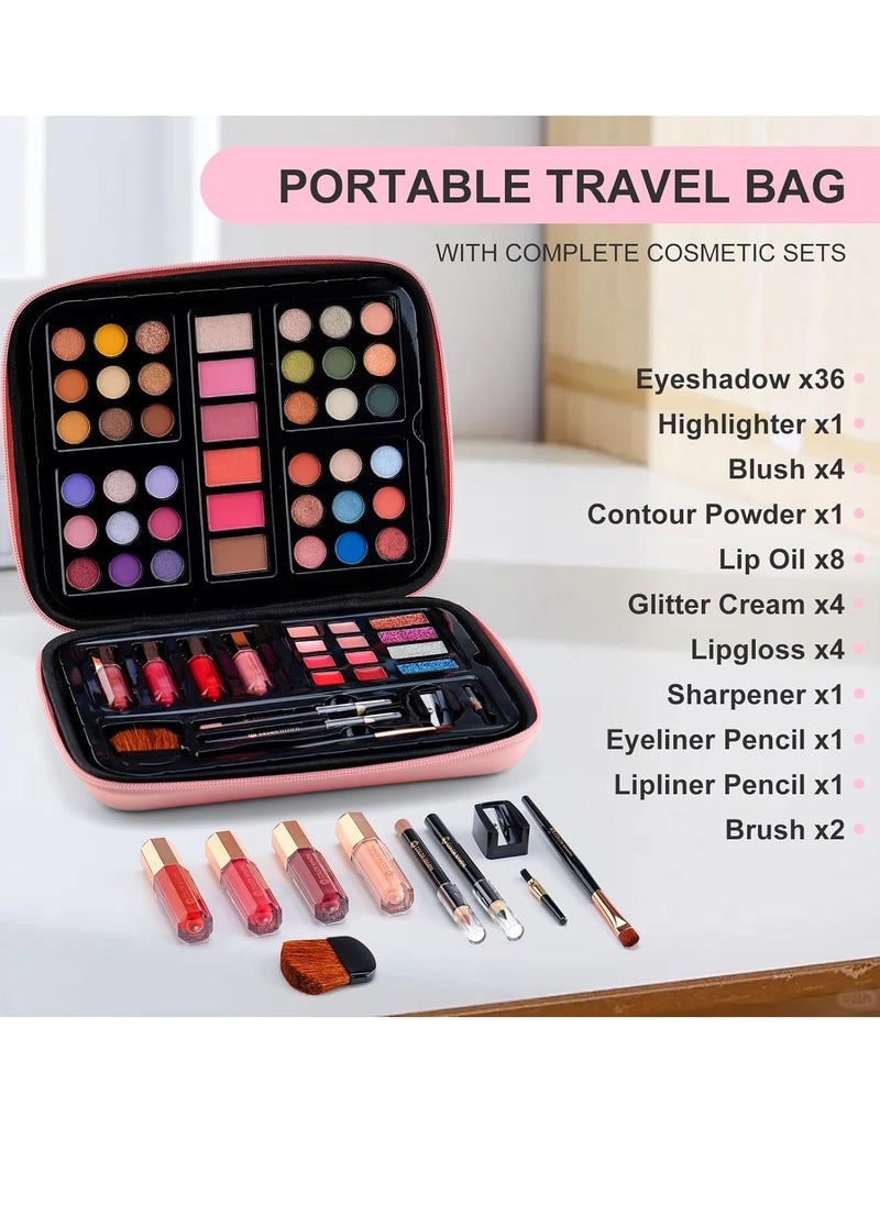 Color Nymph Makeup for Teens with Reusable Pink Handbag, All In One Girls Makeup Sets Makeup Kits for Girls Women with Eyeshadow Blushes Bronzer Highlighter Lipgloss