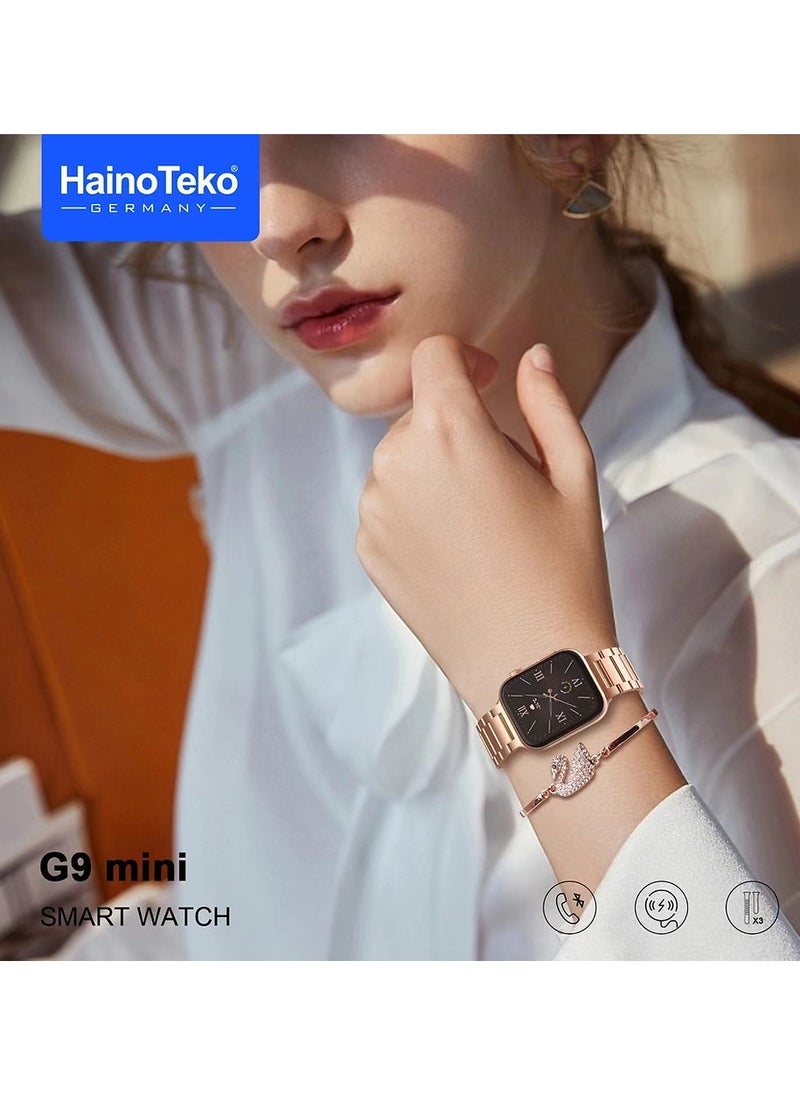 Haino Teko G9 Mini Smart Watch for Women Rose Gold Edition with 3 Pairs of Straps & FREE Bracelet