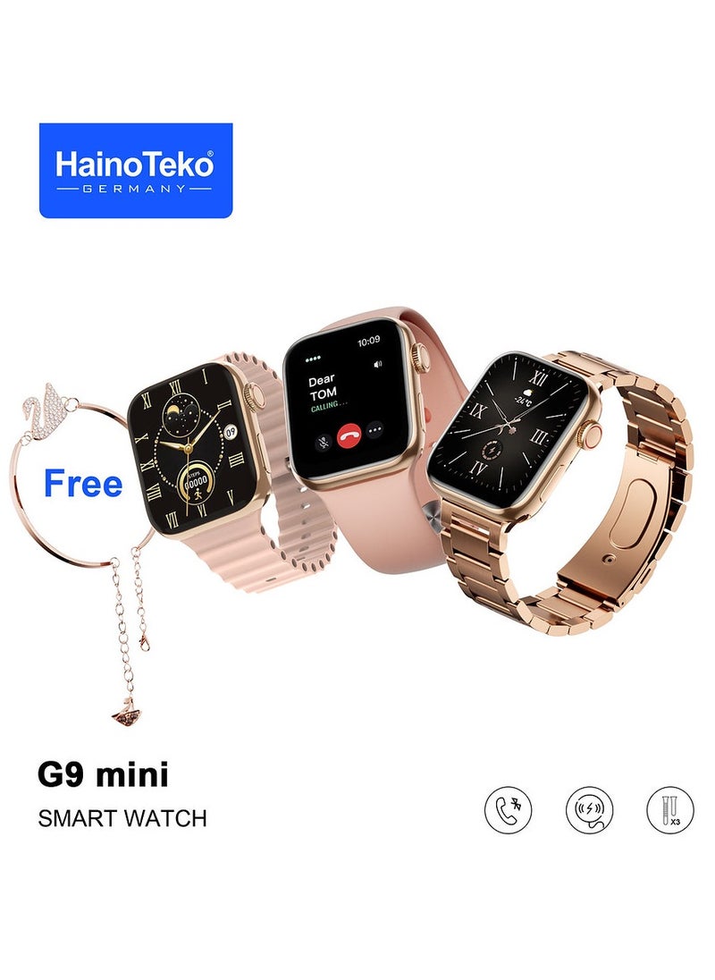 Haino Teko G9 Mini Smart Watch for Women Rose Gold Edition with 3 Pairs of Straps & FREE Bracelet